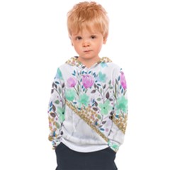 Minimal Green Gold Floral Marble A Kids  Overhead Hoodie