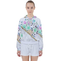 Minimal Green Gold Floral Marble A Women s Tie Up Sweat