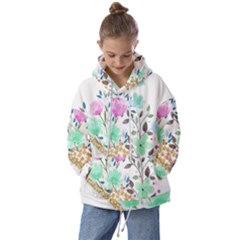 Minimal Green Gold Floral Marble A Kids  Oversized Hoodie