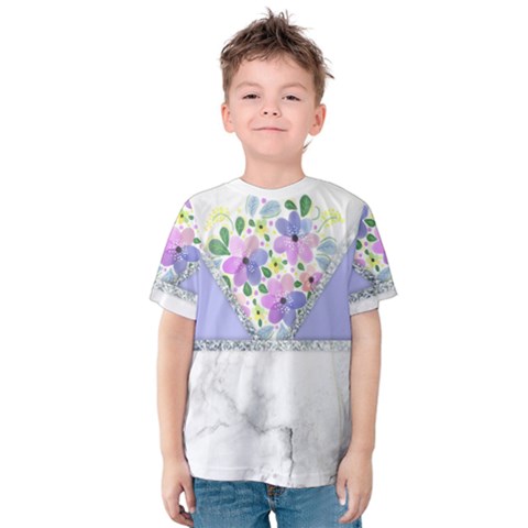 Minimal Purble Floral Marble A Kids  Cotton Tee by gloriasanchez