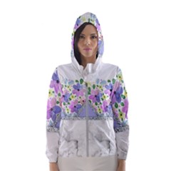 Minimal Purble Floral Marble A Women s Hooded Windbreaker