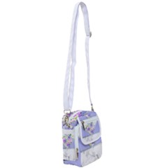 Minimal Purble Floral Marble A Shoulder Strap Belt Bag