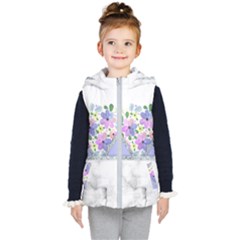 Minimal Purble Floral Marble A Kids  Hooded Puffer Vest