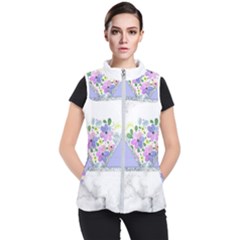 Minimal Purble Floral Marble A Women s Puffer Vest