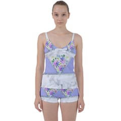 Minimal Purble Floral Marble A Tie Front Two Piece Tankini by gloriasanchez