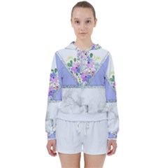 Minimal Purble Floral Marble A Women s Tie Up Sweat