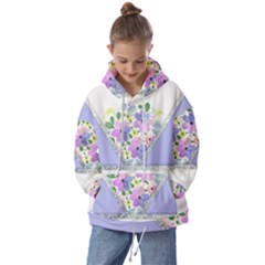 Minimal Purble Floral Marble A Kids  Oversized Hoodie