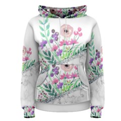 Minimal Silver Floral Marble A Women s Pullover Hoodie