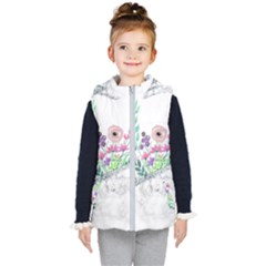 Minimal Silver Floral Marble A Kids  Hooded Puffer Vest