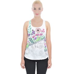 Minimal Silver Floral Marble A Piece Up Tank Top by gloriasanchez