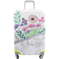 Minimal Silver Floral Marble A Luggage Cover (large) by gloriasanchez