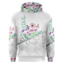 Minimal Silver Floral Marble A Men s Overhead Hoodie View1