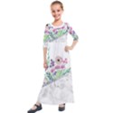 Minimal Silver Floral Marble A Kids  Quarter Sleeve Maxi Dress View1