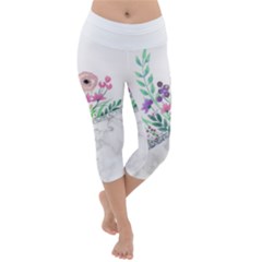 Minimal Silver Floral Marble A Lightweight Velour Capri Yoga Leggings