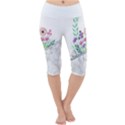 Minimal Silver Floral Marble A Lightweight Velour Cropped Yoga Leggings View1