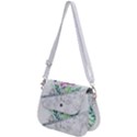 Minimal Silver Floral Marble A Saddle Handbag View2