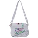 Minimal Silver Floral Marble A Saddle Handbag View3