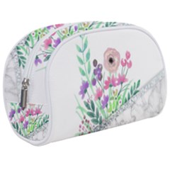 Minimal Silver Floral Marble A Make Up Case (medium) by gloriasanchez