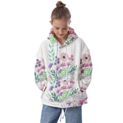 Minimal Silver Floral Marble A Kids  Oversized Hoodie