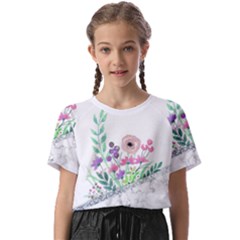 Minimal Silver Floral Marble A Kids  Basic Tee by gloriasanchez