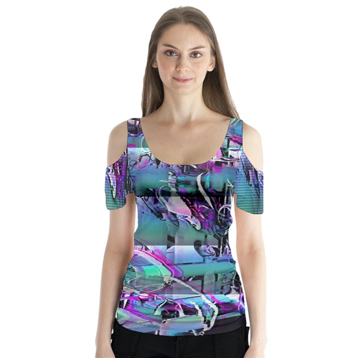 Technophile s Bane Butterfly Sleeve Cutout Tee 