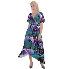 Technophile s Bane Cross Front Sharkbite Hem Maxi Dress by MRNStudios