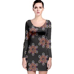 Metatron Cube Long Sleeve Velvet Bodycon Dress