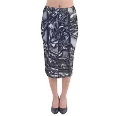 Demon Chrome Velvet Midi Pencil Skirt by MRNStudios