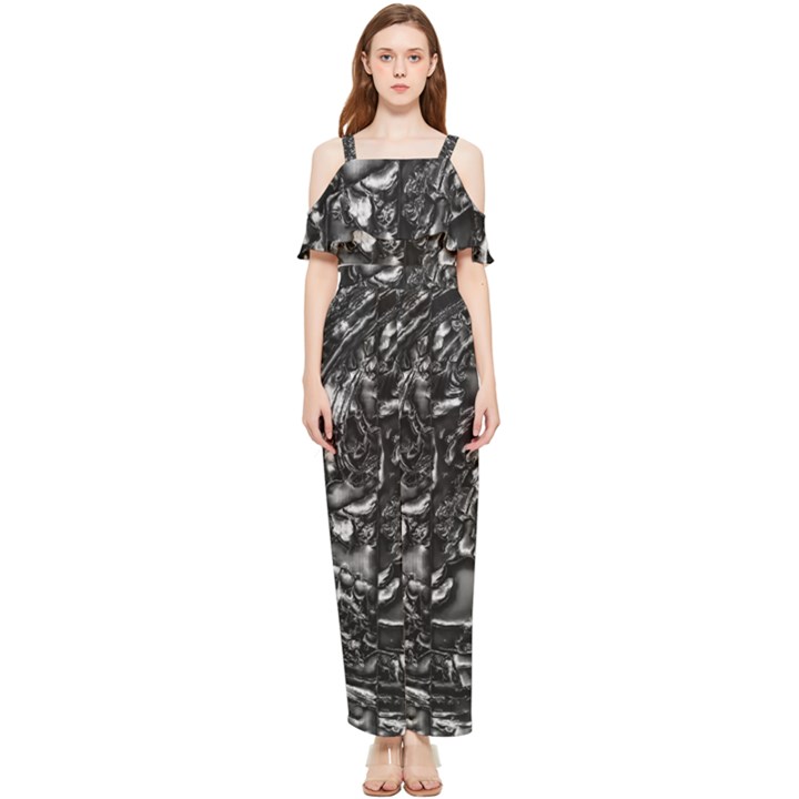 Demon Chrome Draped Sleeveless Chiffon Jumpsuit