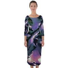 Abstract Wannabe Quarter Sleeve Midi Bodycon Dress by MRNStudios