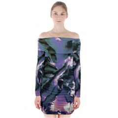 Abstract Wannabe Long Sleeve Off Shoulder Dress by MRNStudios