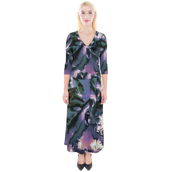 Abstract Wannabe Quarter Sleeve Wrap Maxi Dress