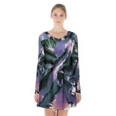 Abstract Wannabe Long Sleeve Velvet V-neck Dress by MRNStudios