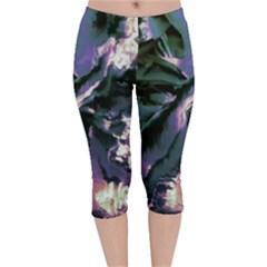 Abstract Wannabe Velvet Capri Leggings  by MRNStudios