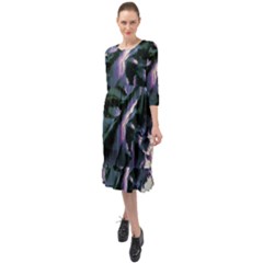 Abstract Wannabe Ruffle End Midi Chiffon Dress by MRNStudios