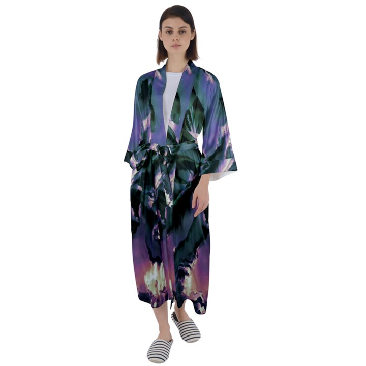 Abstract Wannabe Maxi Satin Kimono