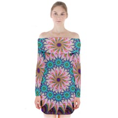 Mandala Long Sleeve Off Shoulder Dress