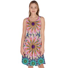 Mandala Knee Length Skater Dress With Pockets by SoLoJu