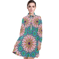 Mandala Long Sleeve Chiffon Shirt Dress by SoLoJu