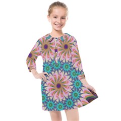 Mandala Kids  Quarter Sleeve Shirt Dress by SoLoJu