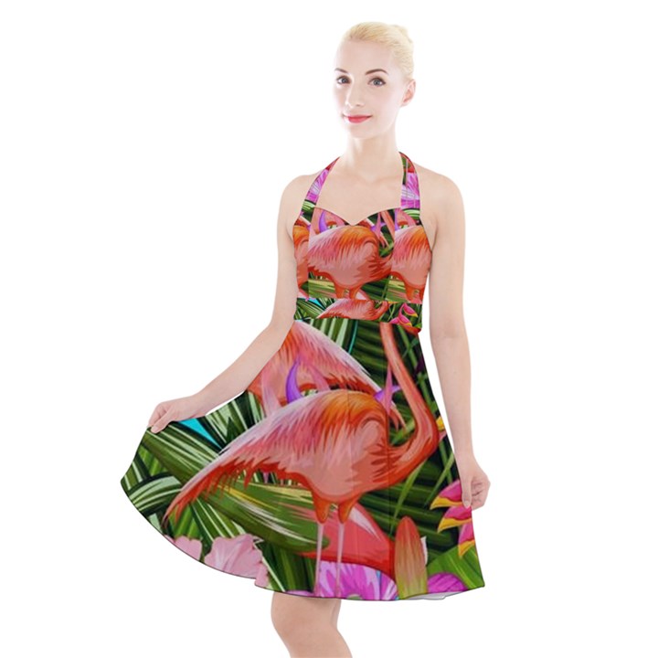 Exotisme Halter Party Swing Dress 