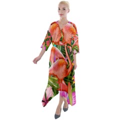 Exotisme Quarter Sleeve Wrap Front Maxi Dress by SoLoJu