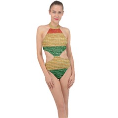 Couleurs Emblématiques Halter Side Cut Swimsuit by SoLoJu