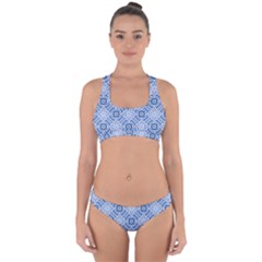 Blue Greek Cross Back Hipster Bikini Set by LadyJ