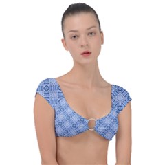 Blue Greek Cap Sleeve Ring Bikini Top by LadyJ