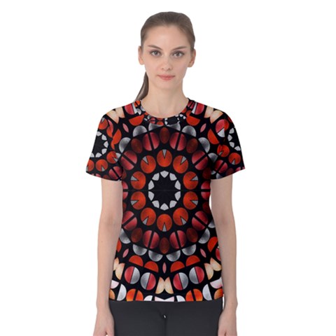 Kaleid Geometric Metal Color Women s Cotton Tee by byali