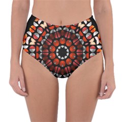 Kaleid Geometric Metal Color Reversible High-waist Bikini Bottoms