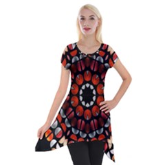 Kaleid Geometric Metal Color Short Sleeve Side Drop Tunic by byali