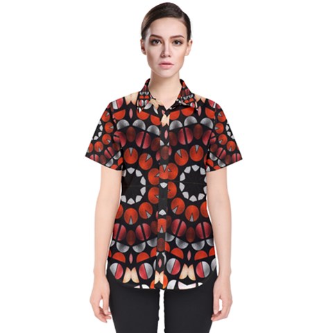 Kaleid Geometric Metal Color Women s Short Sleeve Shirt by byali