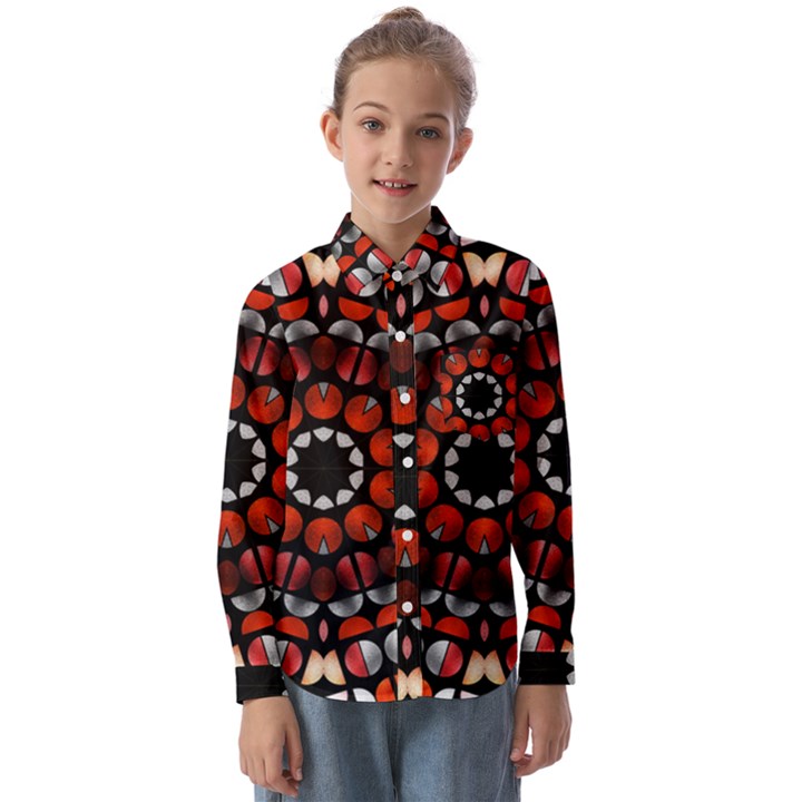 Kaleid Geometric Metal Color Kids  Long Sleeve Shirt